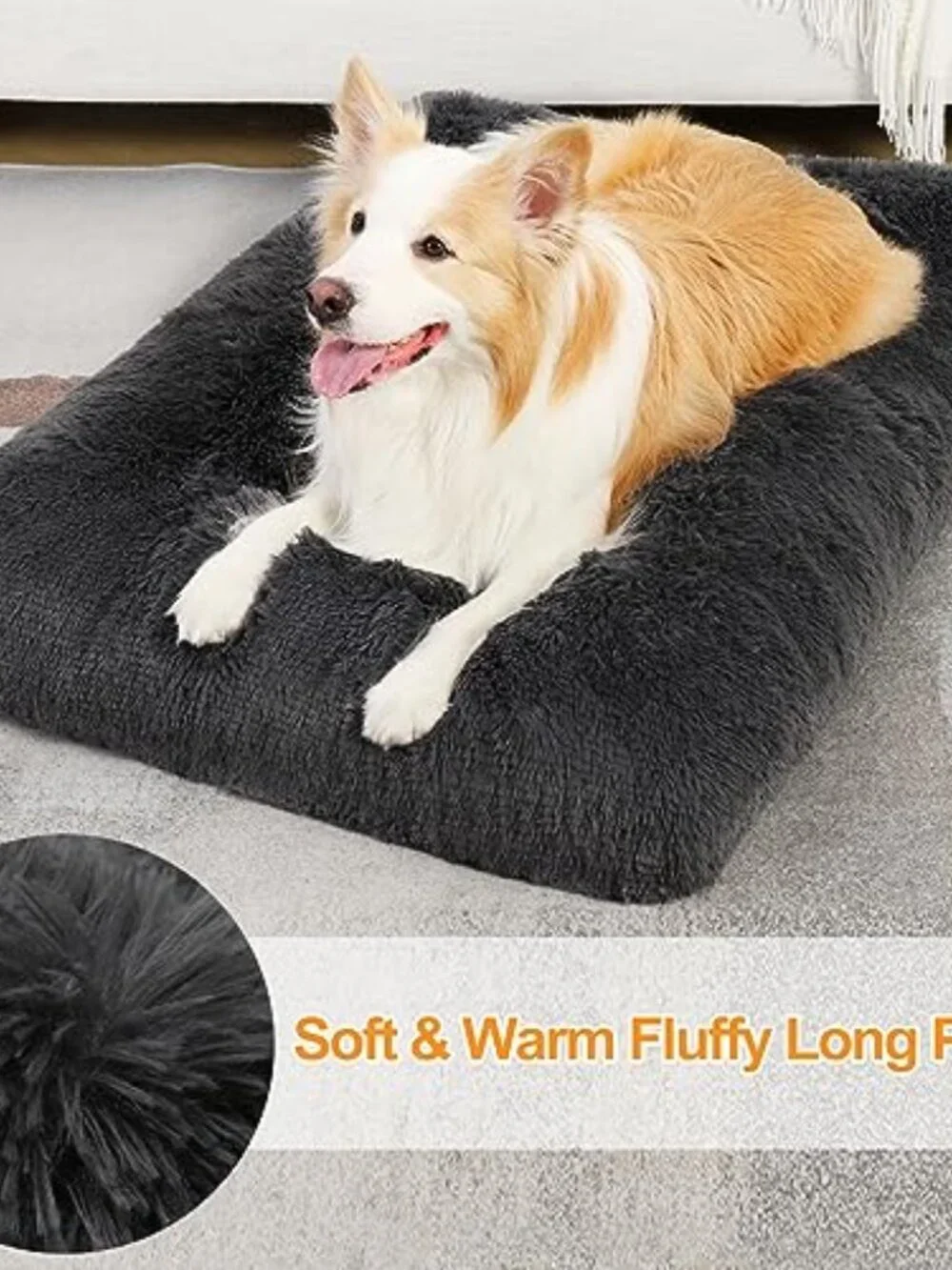 New Dog Crate Bed Washable Dog Beds for Large Dogs Deluxe Plush Fluffy Comfy